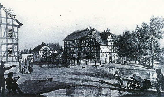 Gemälde Dorfplatz um 1800 