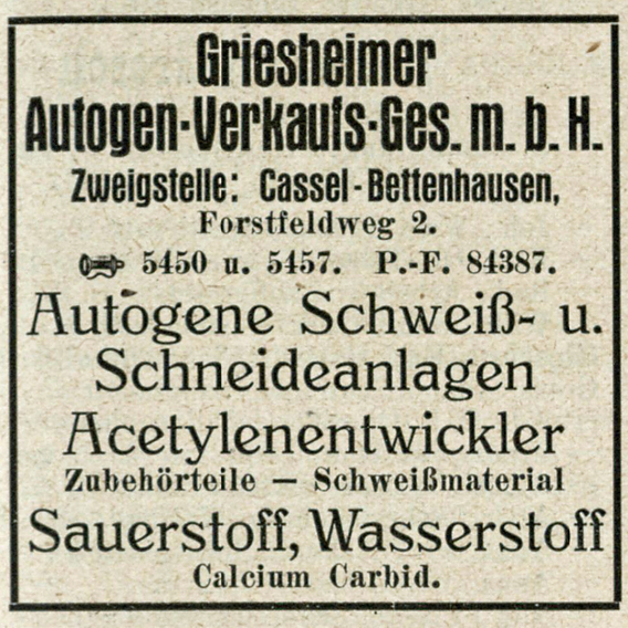 Werbung der Zweigstelle Kassel 1925 