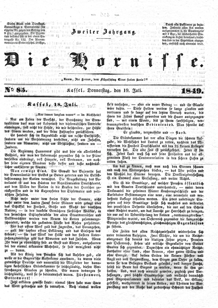 Ausgabe Nr. 85 der Hornisse aus 1849 