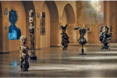 d15 Skulpturen aus Gebeinen und Stahl, Atis Rezistans Ghetto Biennale Installatiosansicht 
