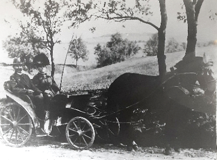 Ehepaar Bürmann in einer einspänner Kutsche ca 1910