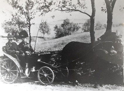 Ehepaar Bürmann in einer einspänner Kutsche ca 1910 