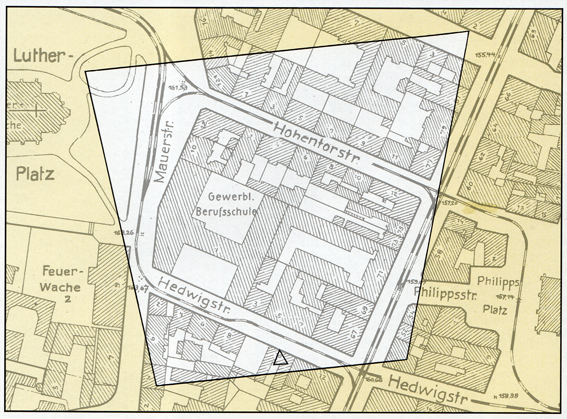 Karte Gewerb. Schule Hedwigstr 1928 