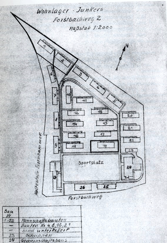 Plan des Junkers-Lagers von Anfang der 40er Jahre 
