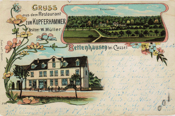 Ansichtskarte des Gasthauses Kupferhammer aus 1906 