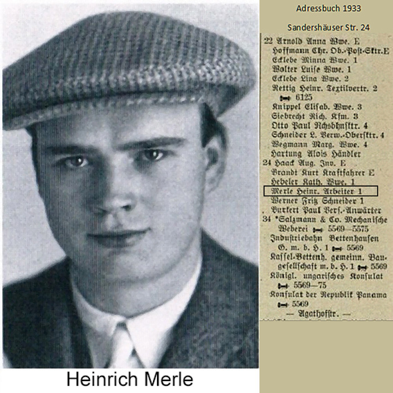 Passfoto Heinrich Merle mit Adressbuchauszug 
