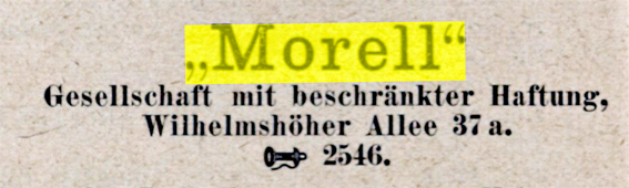 Werbung der Fa. Morell GmbH, 1906 
