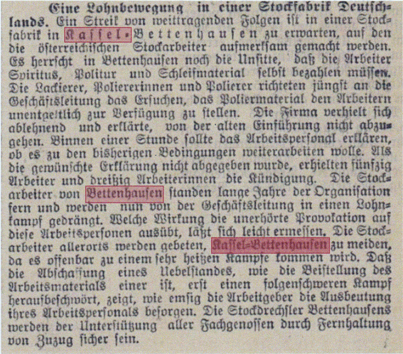 Zeitungsartikel von 1910 