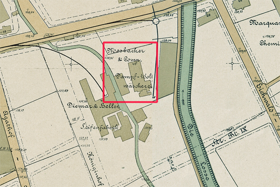 Wollwaescherei Mosbacher in der Sandershaeuser Strasse, 1907 