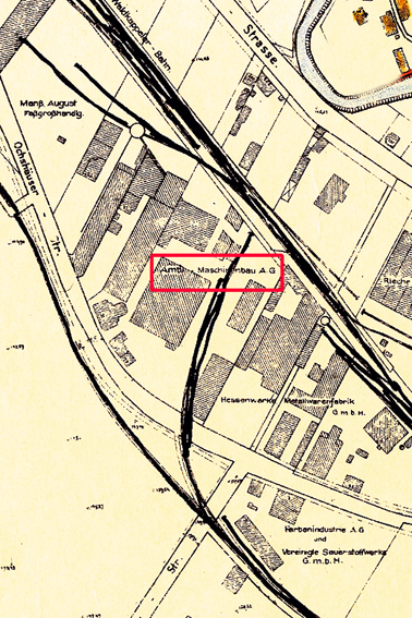 Karte der Ochshaeuser Straße mit den Ambi Werk, 1935 