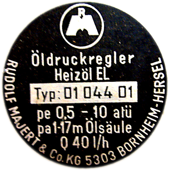 Öldruckregler der Rudolf Majert u. Co KG aus Bornheim-Hersel