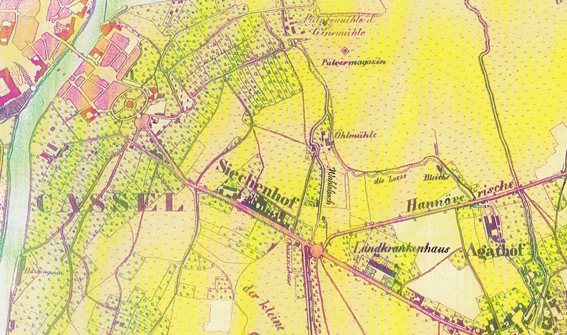 Planausschnitt von Cassel 1840 