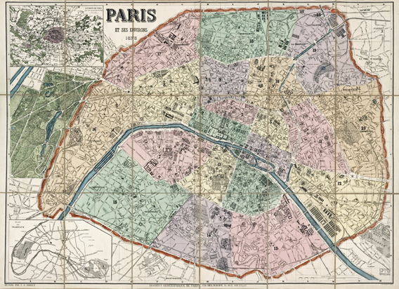 Karte von Paris 1878 