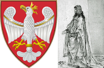 Das polnische Wappen und Königin Adelheid, Tochter des Landgrafen v. Hessen 