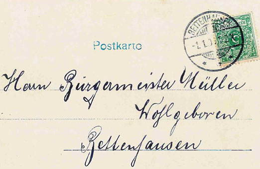 Postkarte an Bürgermeister Müller 