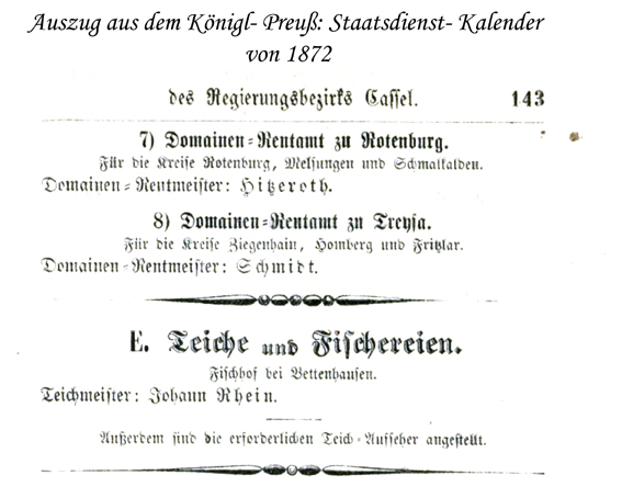 Preuss. Staatsdienstkalender Auszug von 1872 