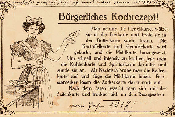 Satirisches Kochrezept aus dem 1. Weltkrieg 