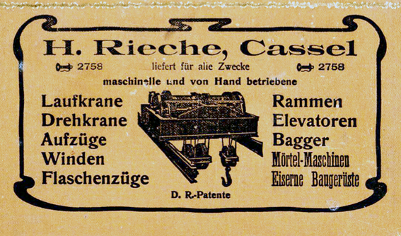 Werbung der Fa. Rieche auf dem Einband des Kasseler Adressbuches von 1905 