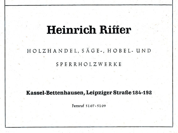 Werbung der Fa. Heinrich Riffer von 1956 