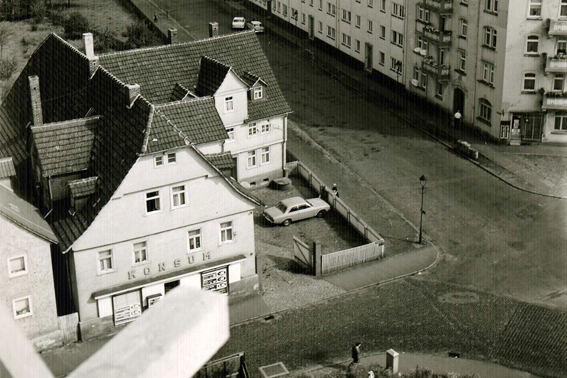 Ringhofstraße 15 aus der Vogelperspektive, 1971 