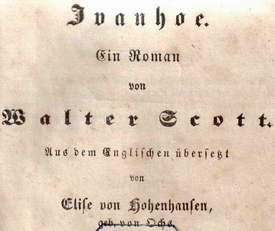 Roman Ivanhoe Übersetzung E. von Hohenhausen 