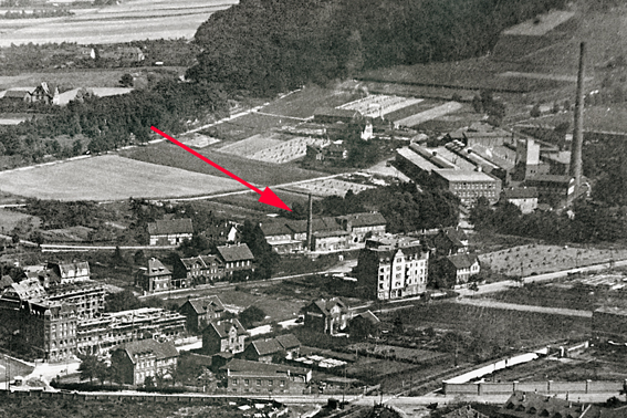 Fabrikgelände der Fa. Rubensohn in 1929, Luftbild 