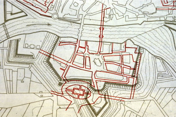 Stadtgrundriss Ausschnitt Unterneustadt 1767,Zeichnung von Dr. Wilhelm Engelbach 