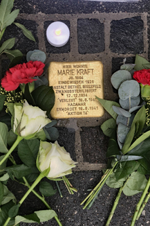Stolperstein zum Gedenken an Marie Kraft in der Agathofstraße 28