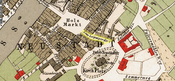Kartenausschnitt Unterneustadt 1878 