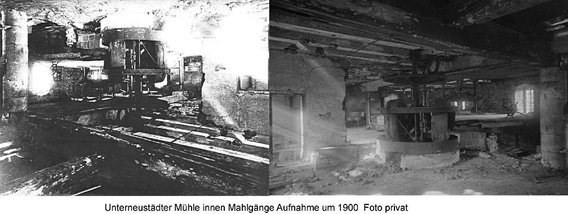 Unterneustädter Mühle innen Mahlwerk um 1900 