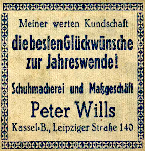 Neujahrswünsche von Peter Wills, 1935 