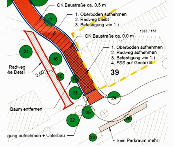 Zeichnung der Baustellenzufahrt an der Schleuse 