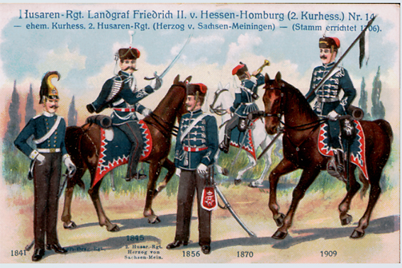 Uniformen des Husarenregiments Langraf Friedrich II. (Nr. 14) 
