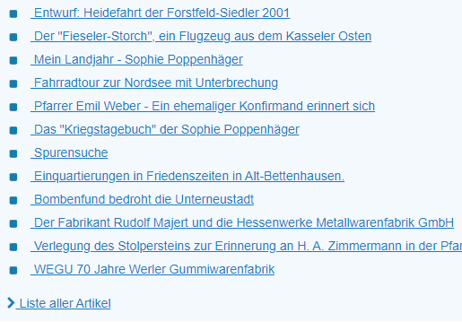 Screenshot von der Artikel Liste