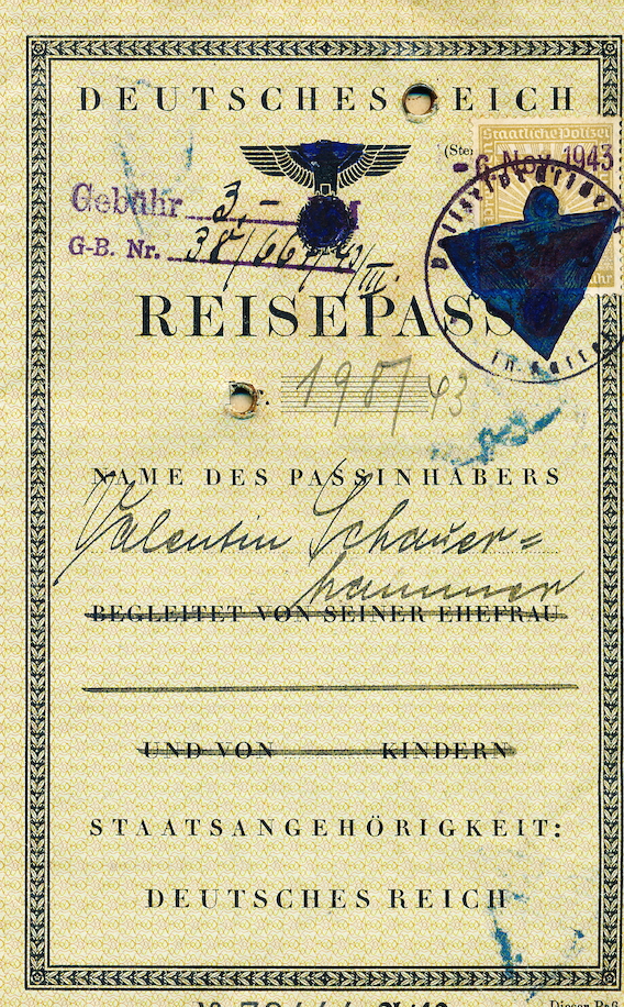 Reisepass von Valentin Schauerhammer 